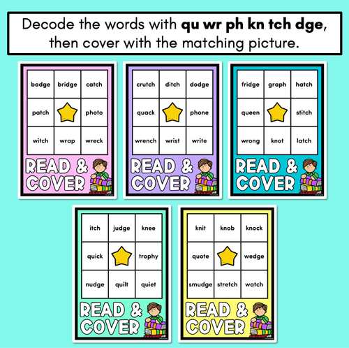 Resource preview 3 for Read & Cover Consonant Digraphs & Trigraphs