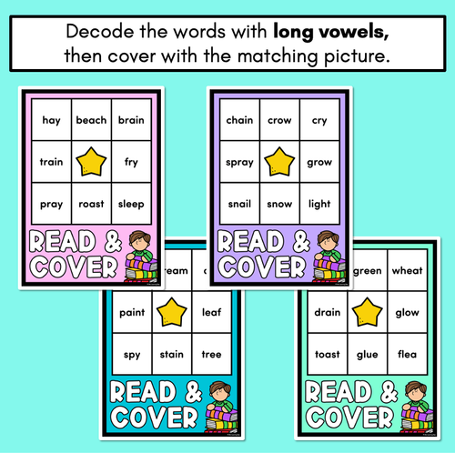 Resource preview 3 for Read & Cover Long Vowels & Split Digraphs