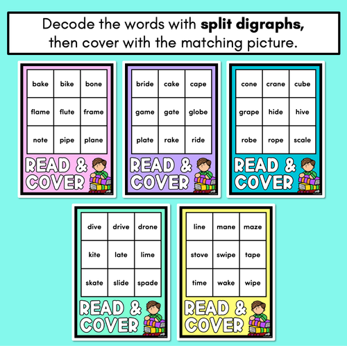 Resource preview 2 for Read & Cover Long Vowels & Split Digraphs