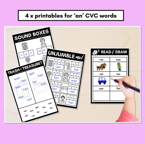 Resource preview 3 for An Words for Kindergarten - Word List & Printables