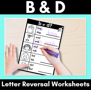 Letter Reversal Worksheets for b and d