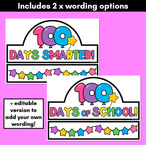 Resource preview 3 for Free Printable 100 Days of School Crowns