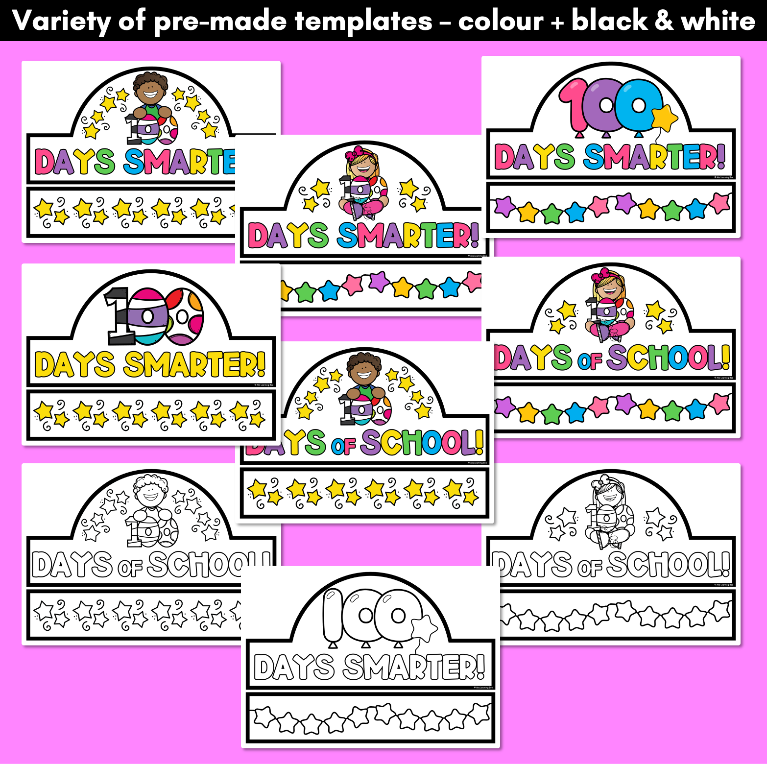 free-printable-100-days-of-school-crowns-mrs-learning-bee