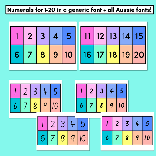 Resource preview 2 for Numeral Flash Cards - Numbers 1-20