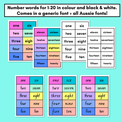 Resource preview 2 for Number Word Flash Cards - Numbers 1-20