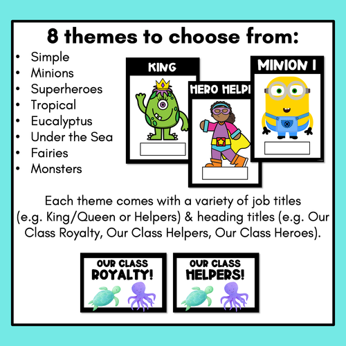 Resource preview 4 for Simple Classroom Helper System - Classroom Helpers Ideas - Multiple Themes