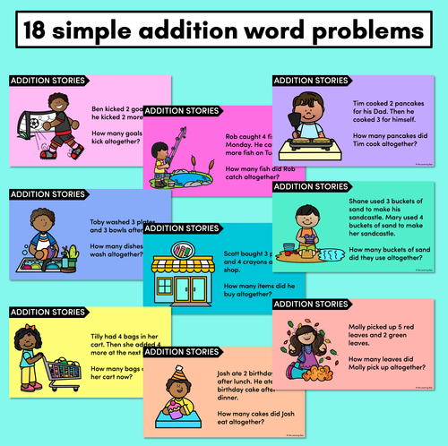 Resource preview 2 for Addition Stories - Simple Addition Word Problem Digital Slides