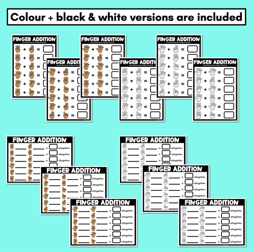 Resource preview 4 for Finger Addition Worksheets for Addition to 10