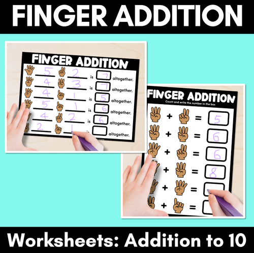 Resource preview 1 for Finger Addition Worksheets for Addition to 10