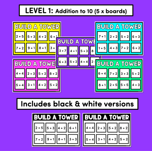 Resource preview 2 for Addition Towers - Build A Tower - Addition to 10 and Addition to 20