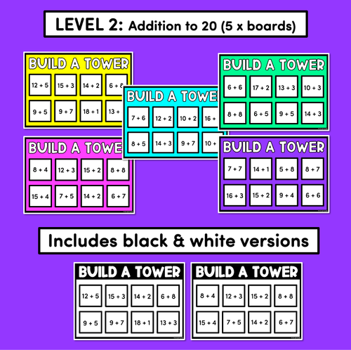 Resource preview 3 for Addition Towers - Build A Tower - Addition to 10 and Addition to 20