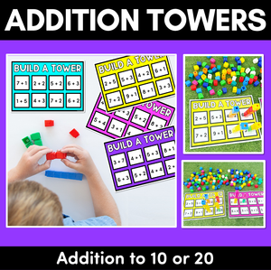 Addition Towers - Build A Tower - Addition to 10 and Addition to 20