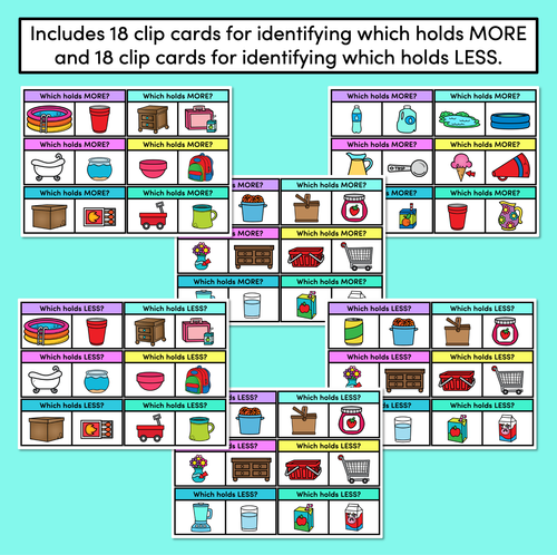 Resource preview 3 for Capacity Clip Cards - which holds more or less?