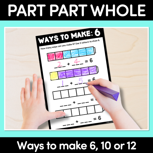 Resource preview 1 for Part Whole Worksheets - Different ways to make 6, 10 or 12 with cubes