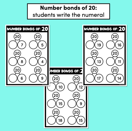 Resource preview 4 for Number Bonds to 5, 10 and 20 - Worksheets