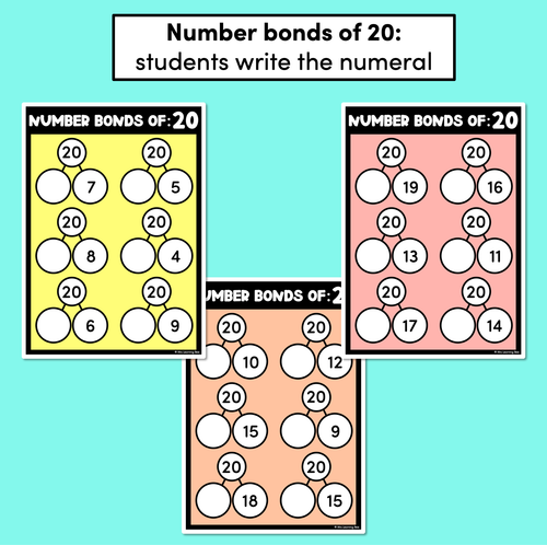 Resource preview 4 for Number Bonds to 5, 10 and 20 - Mat Templates