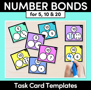 Number Bonds to 5, 10 and 20 - Task Cards