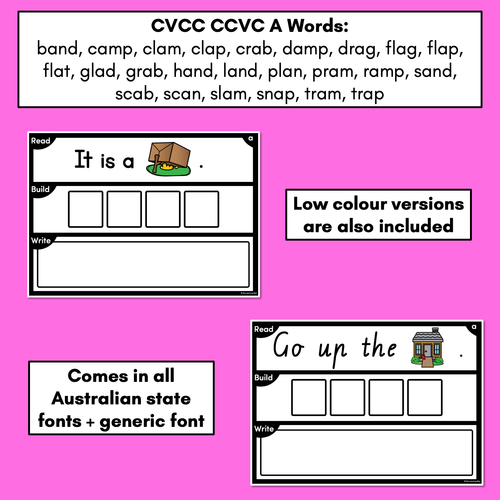 Resource preview 4 for DECODABLE SENTENCE MATS WITH CVCC CCVC Short A WORDS: Read It, Build It, Write It