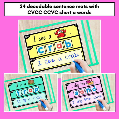 Resource preview 2 for DECODABLE SENTENCE MATS WITH CVCC CCVC Short A WORDS: Read It, Build It, Write It