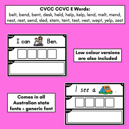 Resource preview 4 for DECODABLE SENTENCE MATS WITH CVCC CCVC Short E WORDS: Read It, Build It, Write It