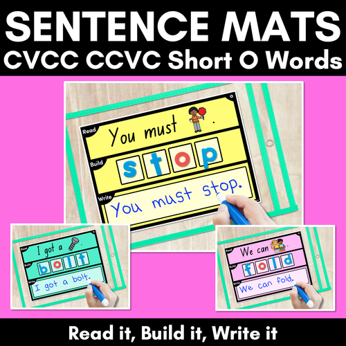 Resource preview 1 for DECODABLE SENTENCE MATS WITH CVCC CCVC Short O WORDS: Read It, Build It, Write It