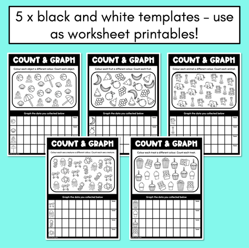 Resource preview 2 for Count & Graph - Worksheets and Mats