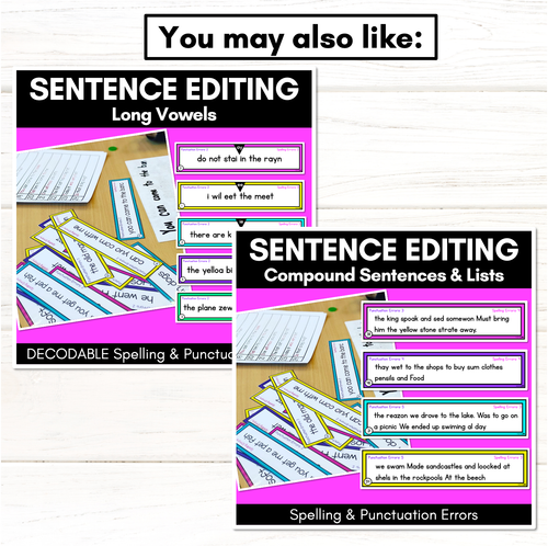 Resource preview 5 for SENTENCE EDITING TASK CARDS - Decodable CVC, CCVC CCVC & Consonant Digraph Sentences