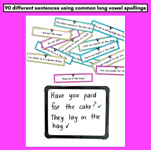 Resource preview 3 for SENTENCE EDITING TASK CARDS - Long Vowel Decodable Sentences