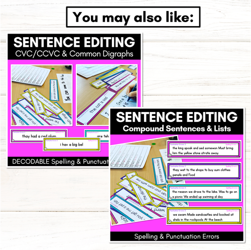 Resource preview 5 for SENTENCE EDITING TASK CARDS - Long Vowel Decodable Sentences