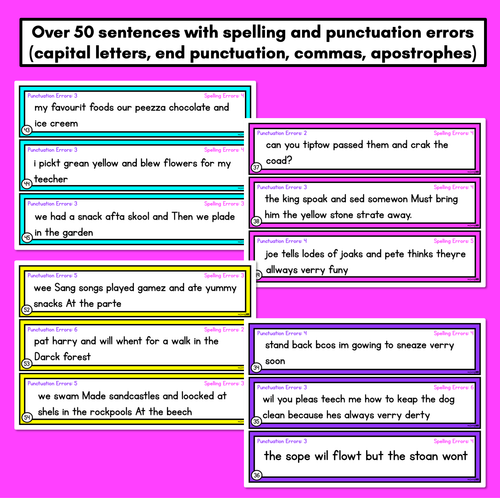 Resource preview 2 for SENTENCE EDITING TASK CARDS - Compound Sentences & Lists