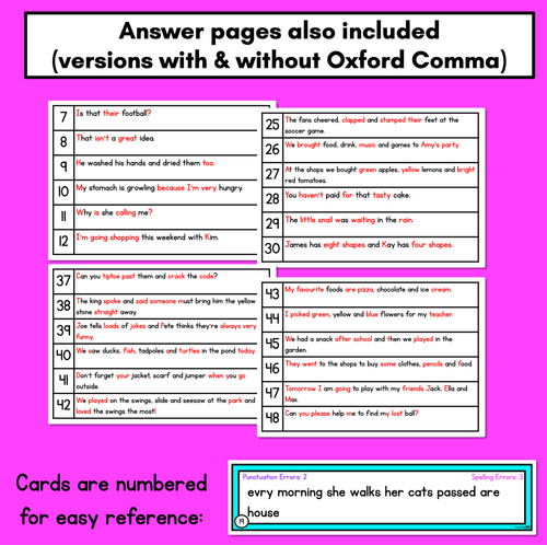 Resource preview 3 for SENTENCE EDITING TASK CARDS - Compound Sentences & Lists