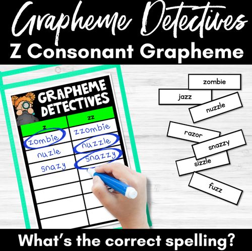 Resource preview 1 for Consonant Sound Z Words Game - Z Phoneme Decodable Words Activity -  Grapheme Detectives