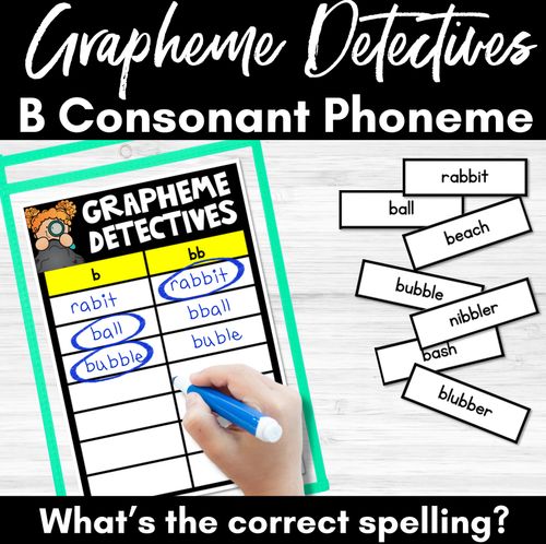 Resource preview 1 for Consonant Sound B Words Game - B Phoneme Decodable Words Activity -  Grapheme Detectives