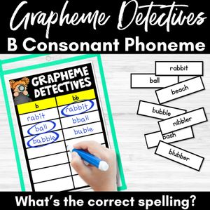 Consonant Sound B Words Game - B Phoneme Decodable Words Activity -  Grapheme Detectives