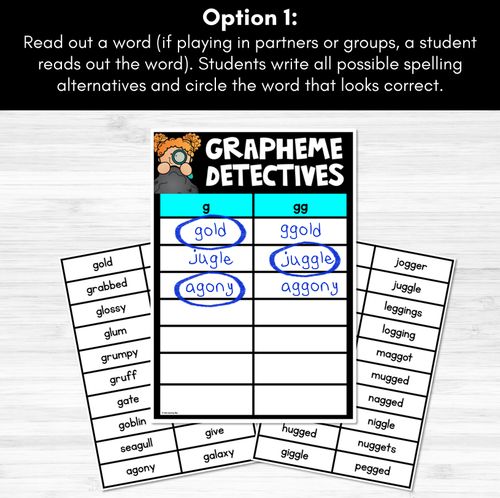 Resource preview 2 for Consonant Sound G Words Game - G Phoneme Decodable Words Activity -  Grapheme Detectives