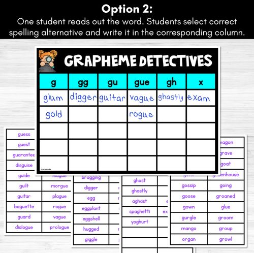 Resource preview 3 for Consonant Sound G Words Game - G Phoneme Decodable Words Activity -  Grapheme Detectives