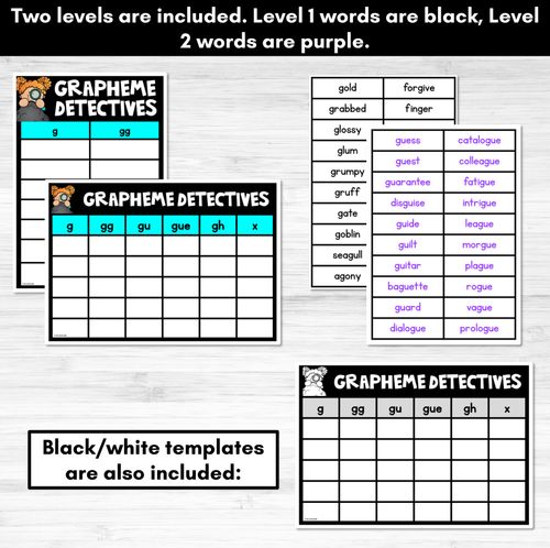 Resource preview 4 for Consonant Sound G Words Game - G Phoneme Decodable Words Activity -  Grapheme Detectives