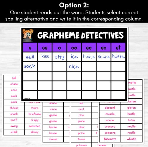 Resource preview 3 for Consonant Sound S Words Game - S Phoneme Decodable Words Activity -  Grapheme Detectives