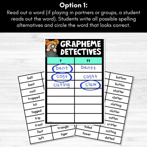 Resource preview 2 for Consonant Sound T Words Game - T Phoneme Decodable Words Activity -  Grapheme Detectives