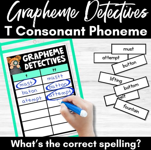 Resource preview 1 for Consonant Sound T Words Game - T Phoneme Decodable Words Activity -  Grapheme Detectives