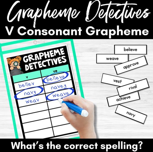 Resource preview 1 for Consonant Sound V Words Game - V Phoneme Decodable Words Activity -  Grapheme Detectives