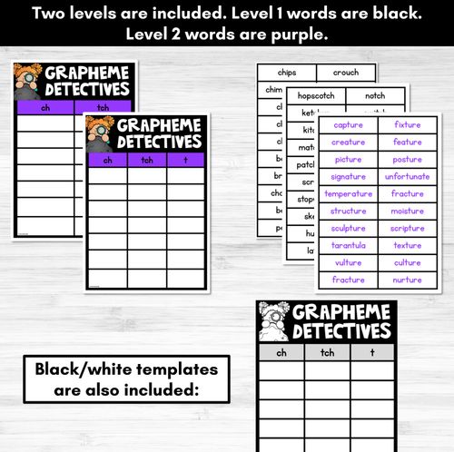 Resource preview 4 for CH Sound Words Game - CH Phoneme Decodable Words Activity -  Grapheme Detectives