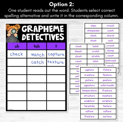 Resource preview 3 for CH Sound Words Game - CH Phoneme Decodable Words Activity -  Grapheme Detectives