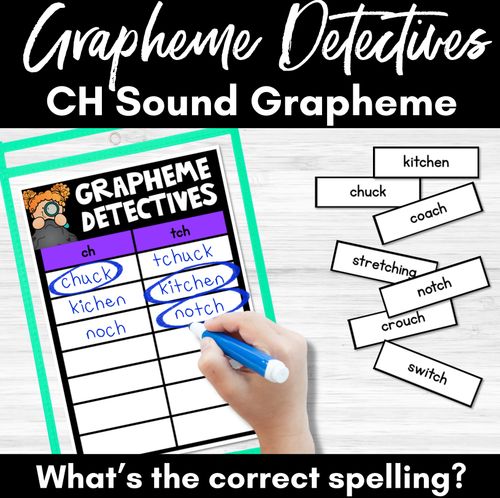 Resource preview 1 for CH Sound Words Game - CH Phoneme Decodable Words Activity -  Grapheme Detectives