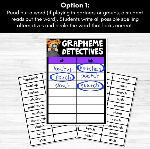 Resource preview 2 for CH Sound Words Game - CH Phoneme Decodable Words Activity -  Grapheme Detectives