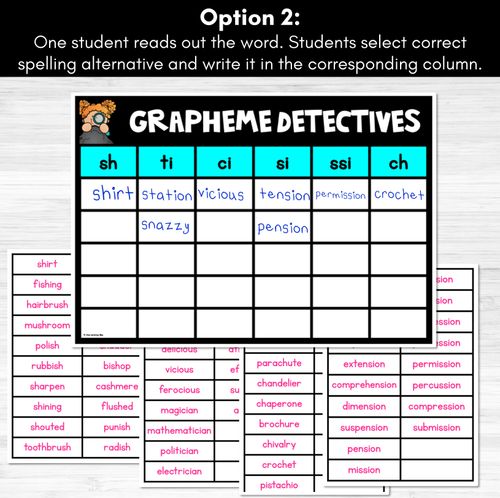 Resource preview 2 for SH Sound Words Game - SH Phoneme Decodable Words Activity - Grapheme Detectives