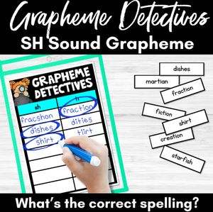 SH Sound Words Game - SH Phoneme Decodable Words Activity - Grapheme Detectives