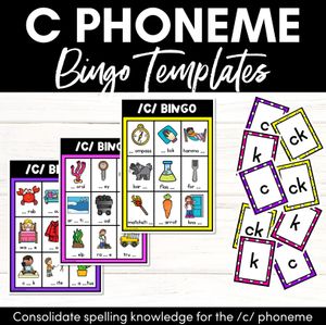 C SOUND BINGO - Ways to spell the /c/ phoneme