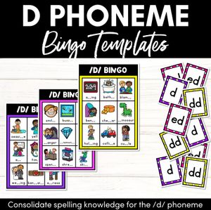 D SOUND BINGO - Ways to spell the /d/ phoneme