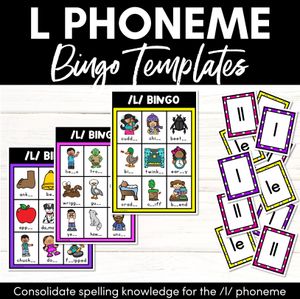 L SOUND BINGO - Ways to spell the /l/ phoneme